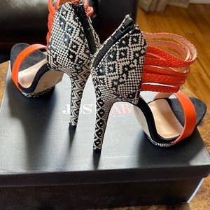 Just Fab, 8 1/2, orange, nude and black